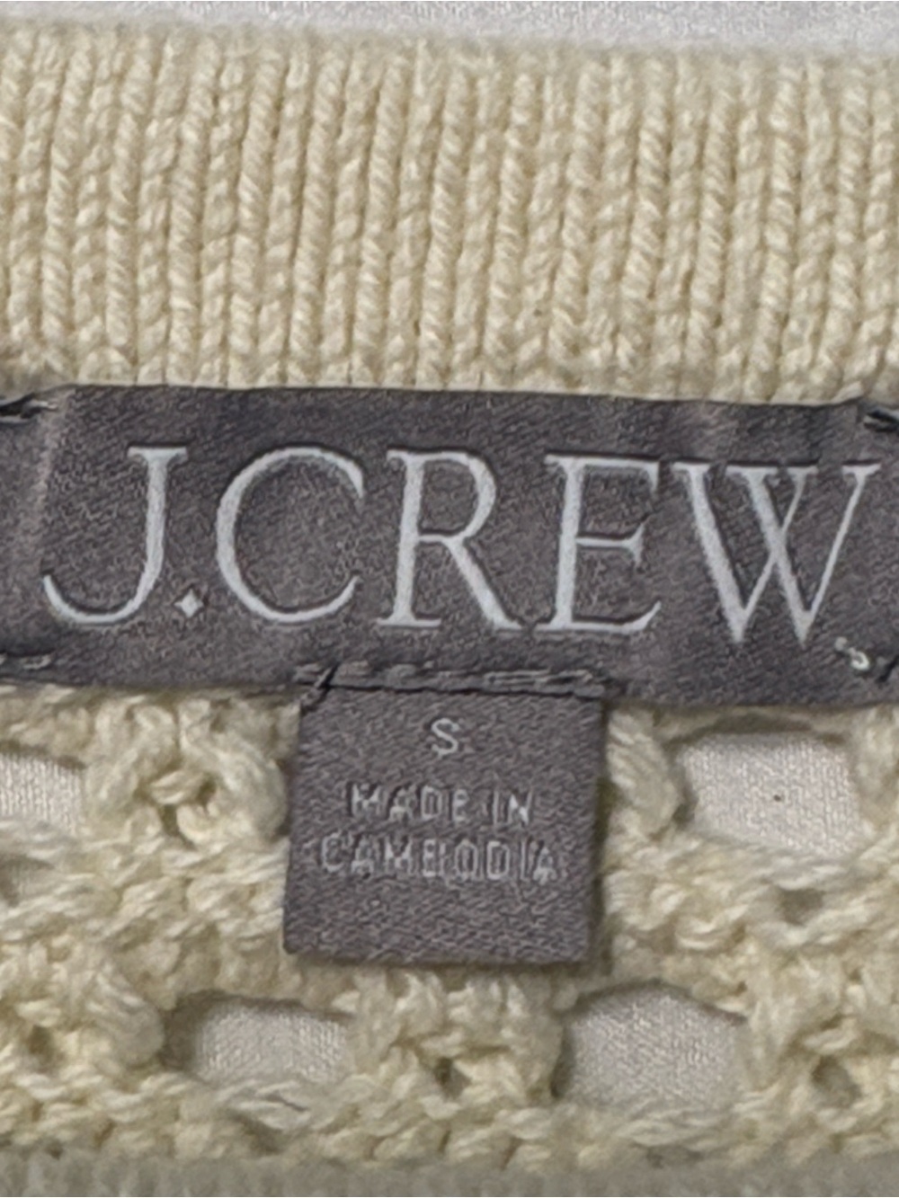 J. Crew Pointelle Boatneck Sweater S Cream Open Knit Beachy Cropped Coverup - Picture 6 of 7